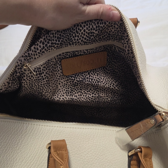 NWT Sole Society Cream and Cognac Weekender Bag - Picture 3 of 6